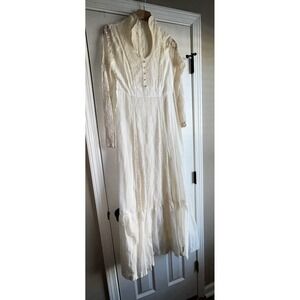Vtg 70s GUNNE SAX Dress Jessica Mcclintock Ivory Lace Prairie Hippy Boho Size 9